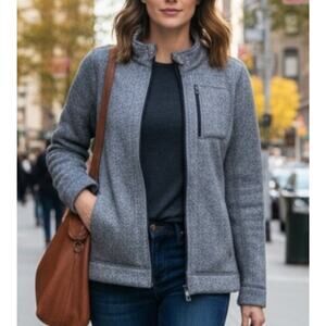 Marc New York Andrew Marc WMS Gray Herringbone Fleece Lined Jacket Full Zip-M